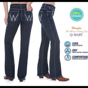 Wrangler Q-Baby size 5/6x32. Dark wash.